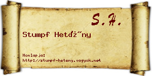 Stumpf Hetény névjegykártya